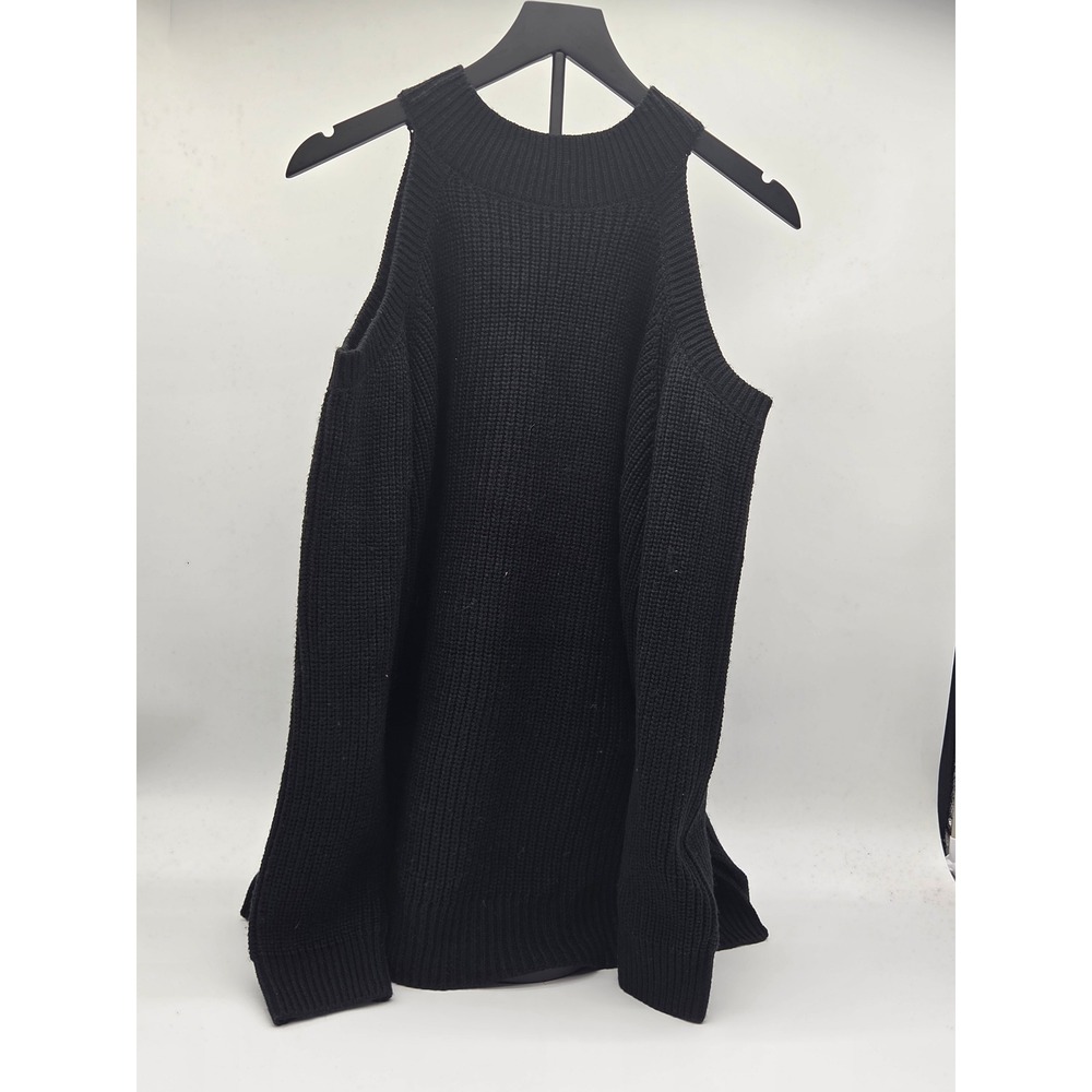 Ella Rafaella Women's 1X Black Cold Shoulder Knit Sweater 100% Acrylic 101-798